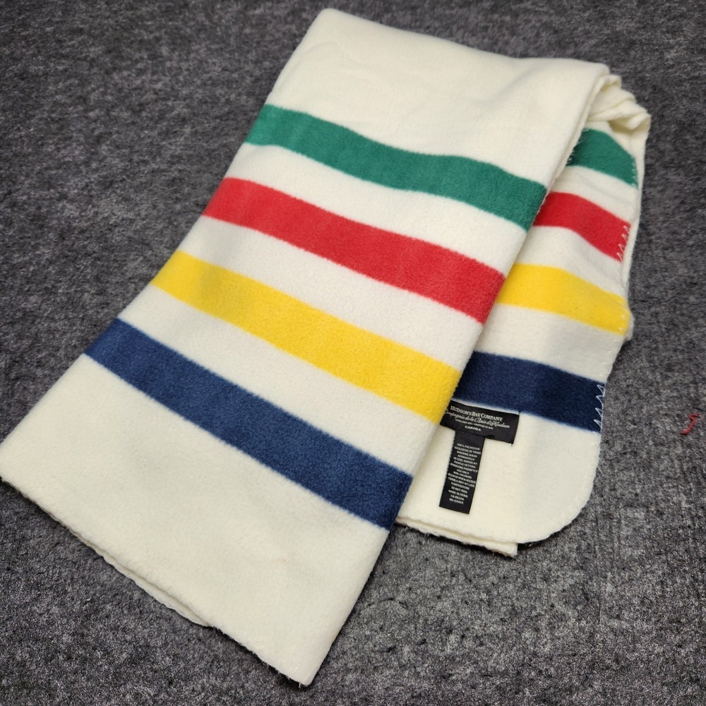 Hudson Bay Company HBC Signature Stripe Polar Fleece Blanket Throw 70x50 Bedding